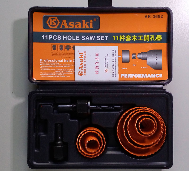 URM-X00-CN ASAKI Wood and plaster hole boring tool set 19-64mm 11pcs AK-3682