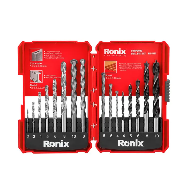 SCR-X00-CN RONIX 16Pcs Compound Drill Bit Set (RH-5583)