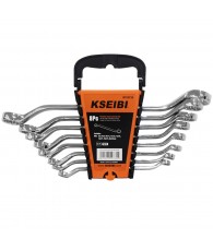 WRE-X00-CN DOUBLE RING SPANNER WRENCH SET 8- PC/RACK 6x7-20x22mm