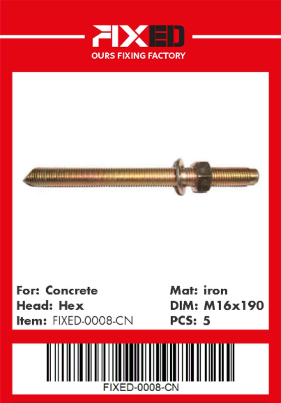 BLT-FIXED-CN Anchor bolt M16x190mm 5pcs