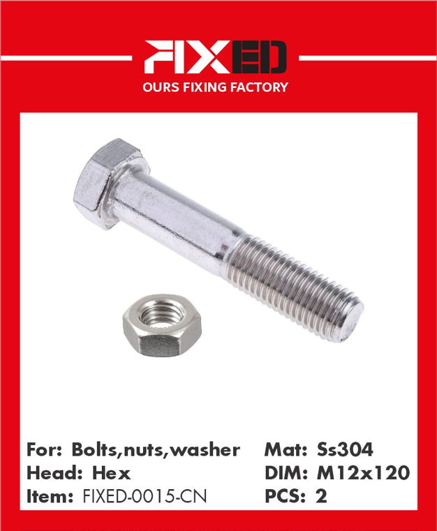 BLT-FIXED-CN Stainless steel screw, with washer M12x120 2 pcs