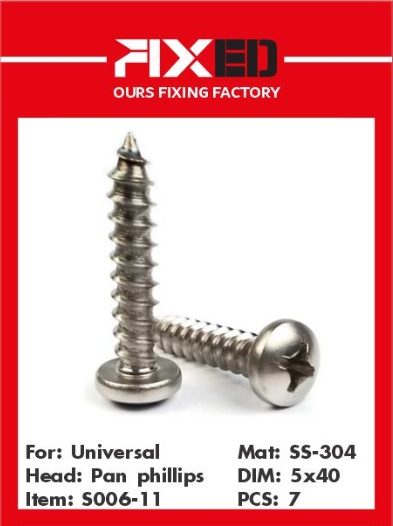 SCR-CHAIN-CN Pan head universal stainless steel screw 5x40mm (7pcs)