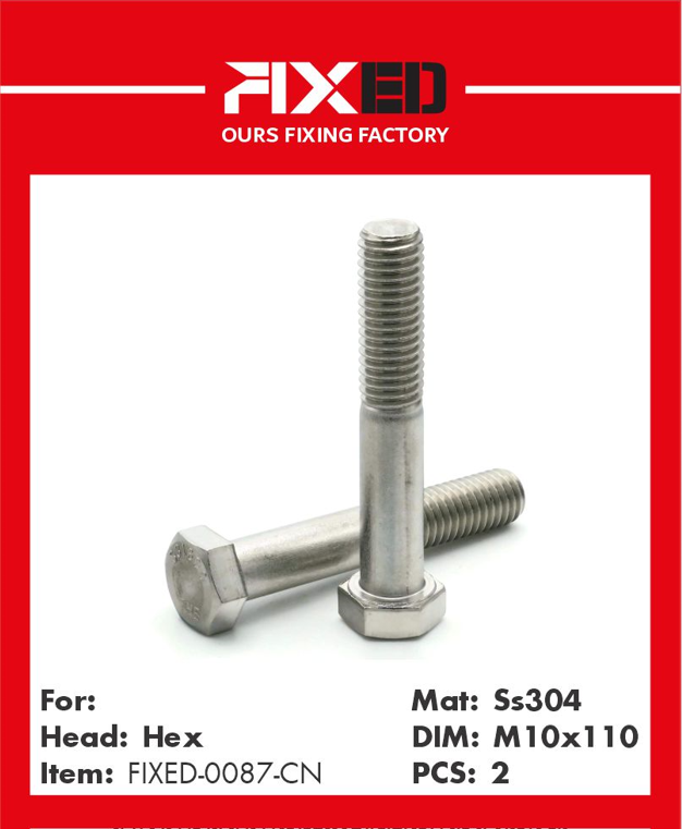 BLT-FIXED-CN Stainless steel bolt M10x110 2 pieces
