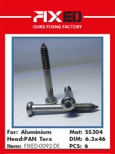 SHR-FIXED-DE Нерж шруп төмрийн TORX 6.3x46 6ш