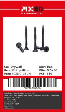 SCR-FIXED-CN  Гипсний шрүп хар /конус/ 3.5x30mm 180ш