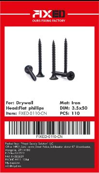 SCR-FIXED-CN  Гипсний шрүп хар /конус/ 3.5x50mm 110ш