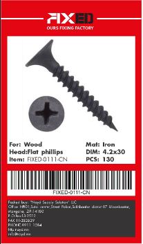 SCR-FIXED-CN  wood's black screw 4.2x30mm 130pcs