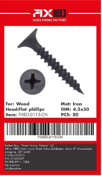 SCR-FIXED-CN  wood's black screw 4.2x50mm 80pcs