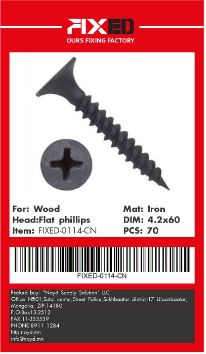 SCR-FIXED-CN  wood's black screw 4.2x60mm 70pcs