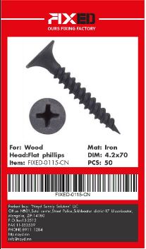 SCR-FIXED-CN  wood's black screw 4.2x70mm 50pcs