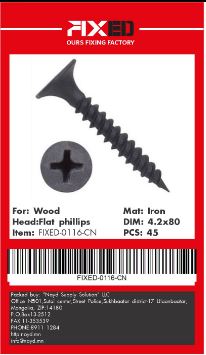 SCR-FIXED-CN  wood's black screw 4.2x80mm 45pcs