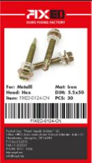 SCR-FIXED-CN  Төмрийн шрүп шар /дроцов/ 5.5x50mm 30ш