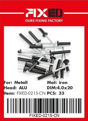 HAD-PARTNER-CN Aluminium rivet black head 4.0х20mm 33pcs
