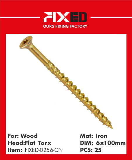 HAD-FIXED-CN Torx wood screw /Countersunk/ 6.0x100mm 25pcs