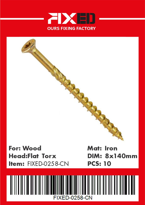 HAD-FIXED-CN Torx wood screw /Countersunk/ 8.0x140mm 10pcs