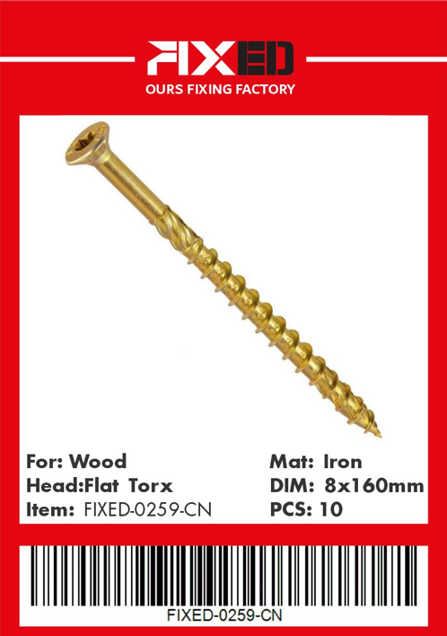 HAD-FIXED-CN Torx wood screw /Countersunk/ 8.0x160mm 10pcs
