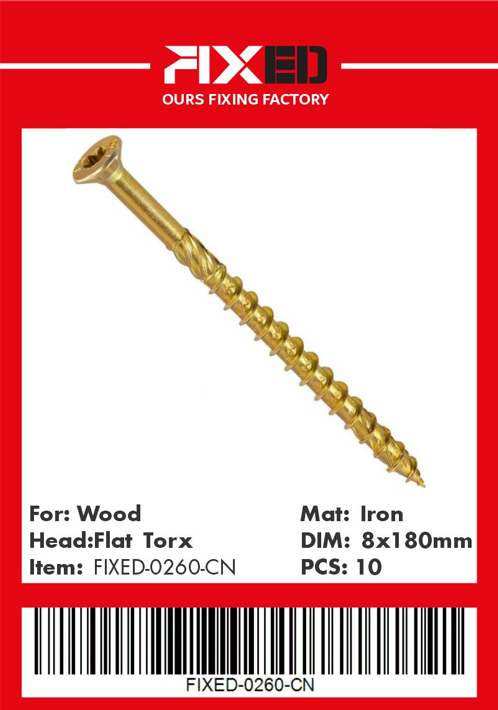 HAD-FIXED-CN Torx wood screw /Countersunk/ 8.0x180mm 10pcs
