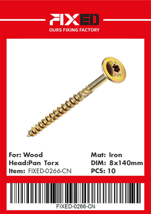 HAD-FIXED-CN Torx wood screw /Flat/ 8.0x140mm 10pcs