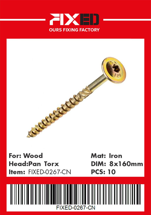 HAD-FIXED-CN Torx wood screw /Flat/ 8.0x160mm 10pcs