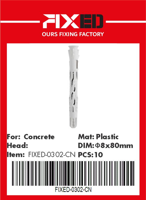 HAD-FIXED-CN Aerated brick plastic anchor 8.0x80mm 10pcs