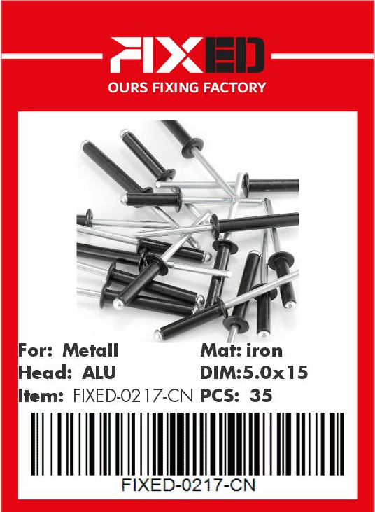 HAD-FIXED-CN Aluminum rivet black head /black/  5.0х15mm 35pcs
