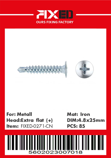HAD-FIXED-CN Extra flat screw for metall /+/ 4.8x25mm 85pcs