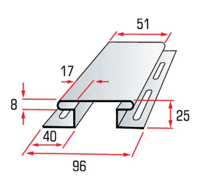 VINYL-X00-RU Альта-Хуванцар сайдингийн Холбогч /цайвар цэнхэр/ Т-18 (3000мм)
