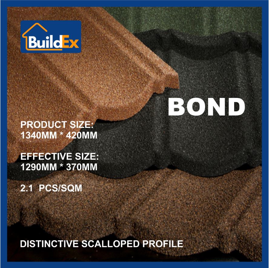 SCM-Buildex-CN BOND 瓷砖石材涂层金属屋顶（普通锌）（1340x420x0,5mm）0.5m2