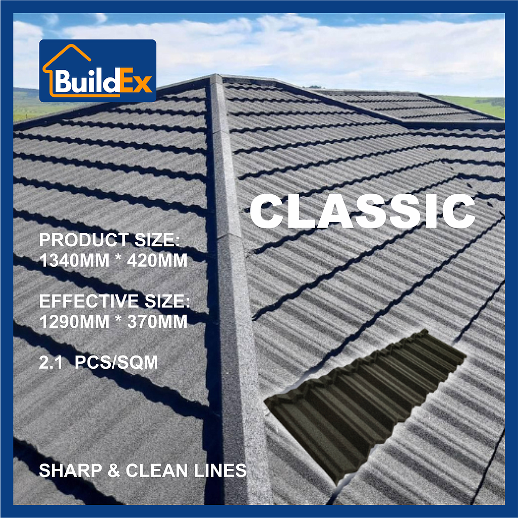 SCM-Buildex-CN MODERN CLASSICAL загварын чулуун будагтай металл дээвэр (AZ150G) (1340x420x0,5мм) 0,5м2