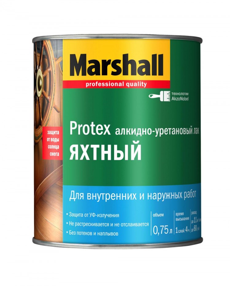 MРЯ-MARSHALL-RU Protex Яхтный Уур амьсгалд тэсвэртэй модны лак /Гялгар 0.75л/