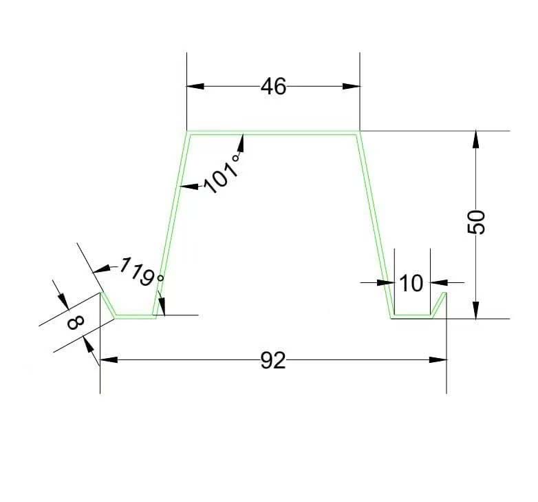 LSTK-X00-CN Хүчитгэгчтэй малгай төмөр Z150г/м² (46х50х0.8мм)