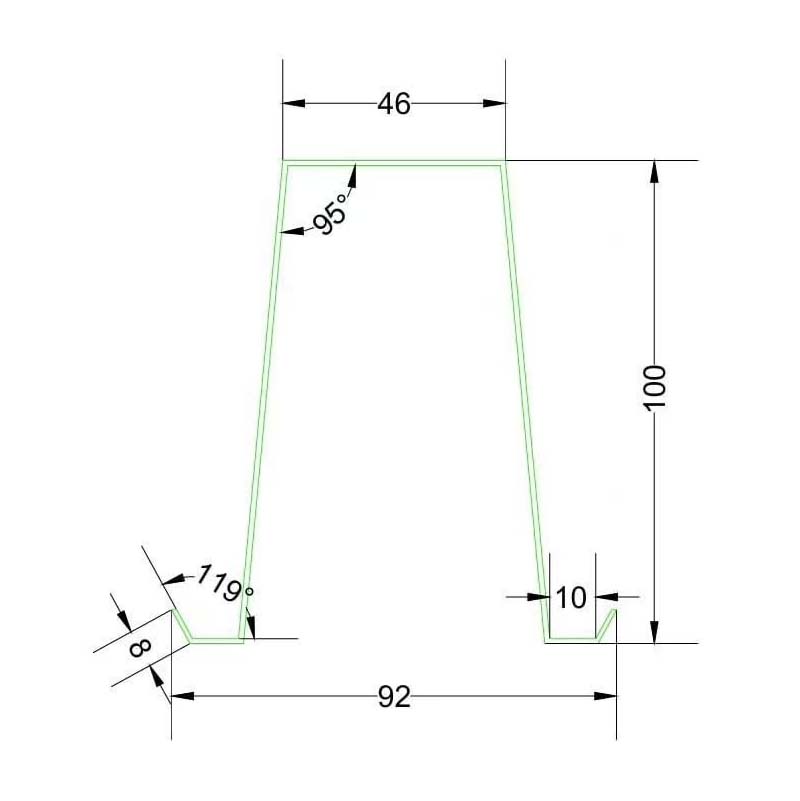 LSTK-X00-CN Хүчитгэгчтэй малгай төмөр Z150г/м² (46х100х0.8мм)