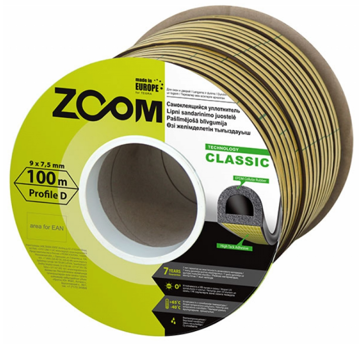 ZOOM-D Дулаалгын наадаг резин 9x7.5мм 100м