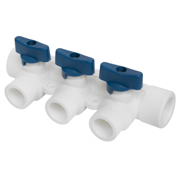 PPF-X00-RU collector with ball valve blue