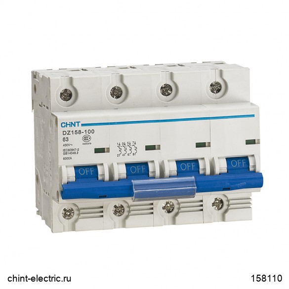 MCC-X00-CHINT Автоматический выключатель DZ158 3P (63A-125A) 10kA h-ka /8-12ln/