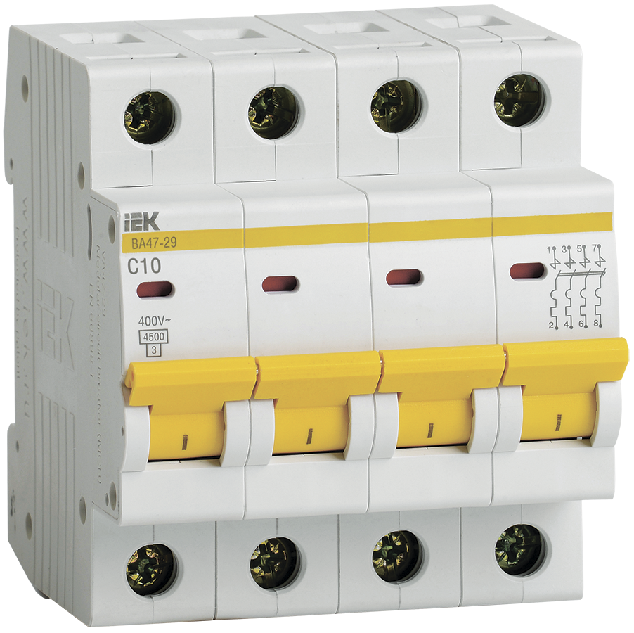 MCB-X00-RU Circuit Breaker BA47-29 4P  (1A-63A) C