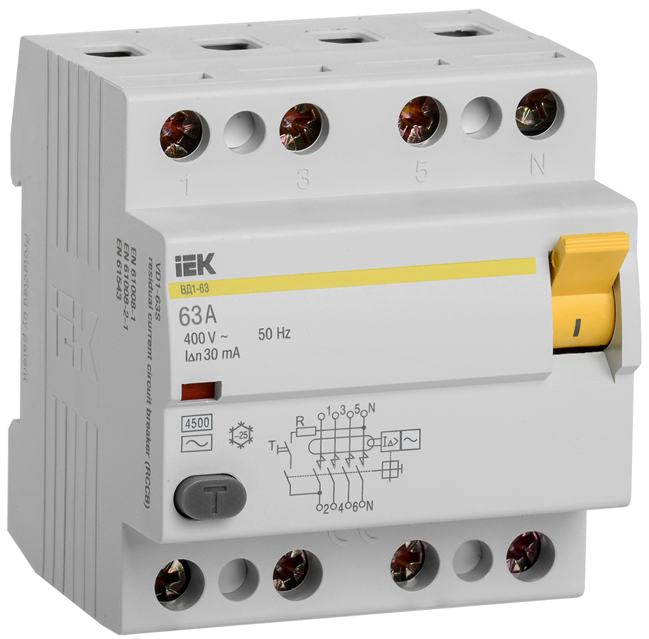 RCD-X00-RU Circuit breaker VD 1-63 4P 30mA