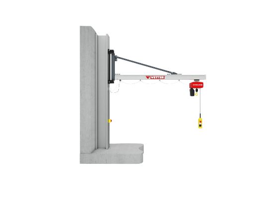 Vetter – UNILIFT UW wall mounted jib crane without electric chain hoist, max. load 125 kg