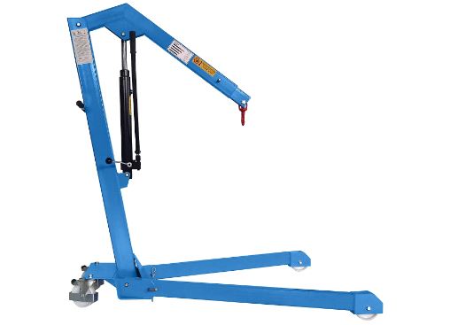 BLUE workshop crane max. load 500 kg, angled chassis