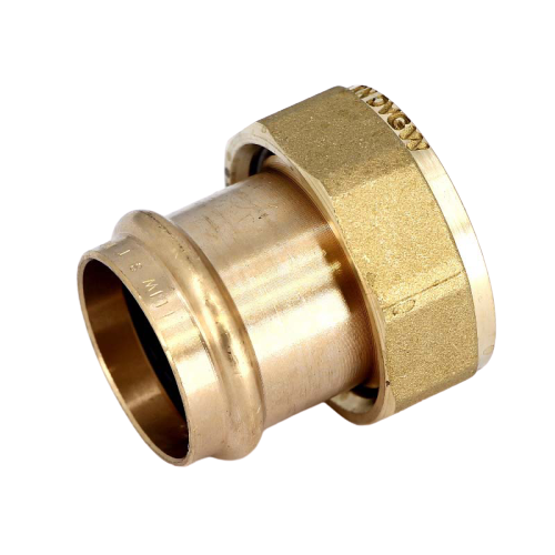 FIT-X00-DE B-press coupling with union nut and flat gasket 35 x 1 1/2 &quot;, bronze Sanpress Viega