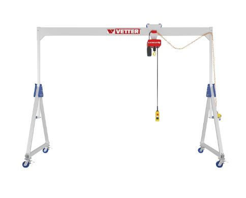 Vetter – ALU1 aluminium gantry crane with BA electric chain hoist, max. load 1500 kg