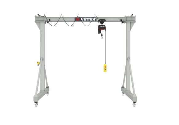 Vetter – Steel mobile gantry crane PA with HF electric chain hoist, max. load 500 kg