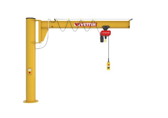 Vetter – ASSISTENT AS post mounted jib crane with HF electric chain hoist, max. load 250 kg
