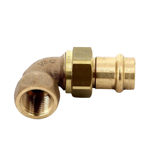 FIT-X00-DE Angle split press-B with flat gasket 18 x 1/2 &quot;, bronze Sanpress SC-Contur Viega