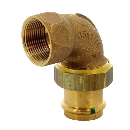 FIT-X00-DE Angle split press-B with flat gasket 35 x 1 1/4 &quot;, bronze Sanpress SC-Contur Viega