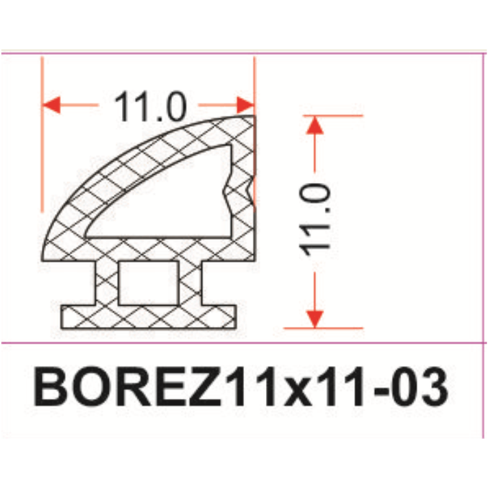 REZ-HAR-BO 11x11 хүрээний резин (0.075kg/m)