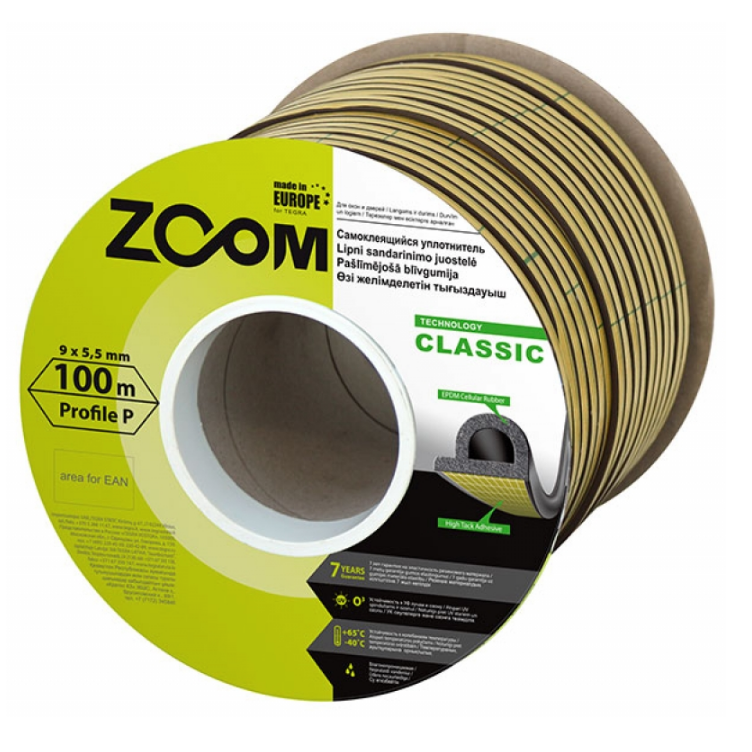 ZOOM-P Дулаалгын наадаг резин 9x5,5мм 100м