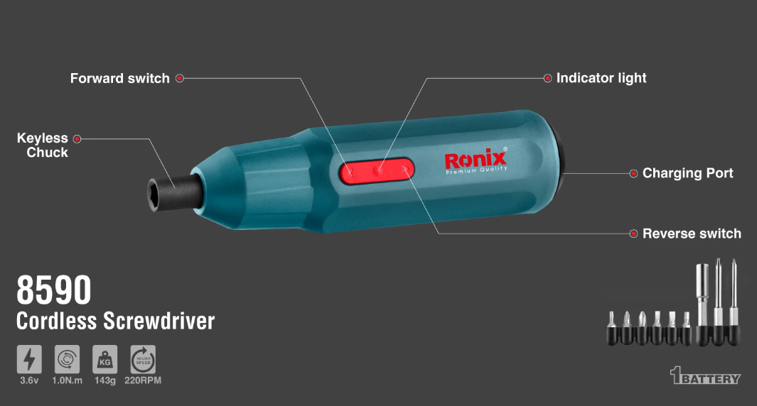 DRL-X00-CN RONIX Батарейт дрилл 3.6V