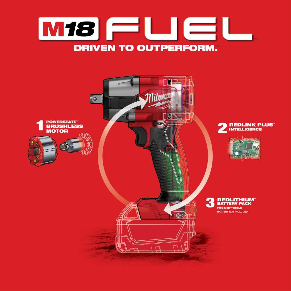 DRL-MILWAUKEE-USA M18 FUEL™ 1/2 " Mid-Torque Impact Wrench Pin Detent