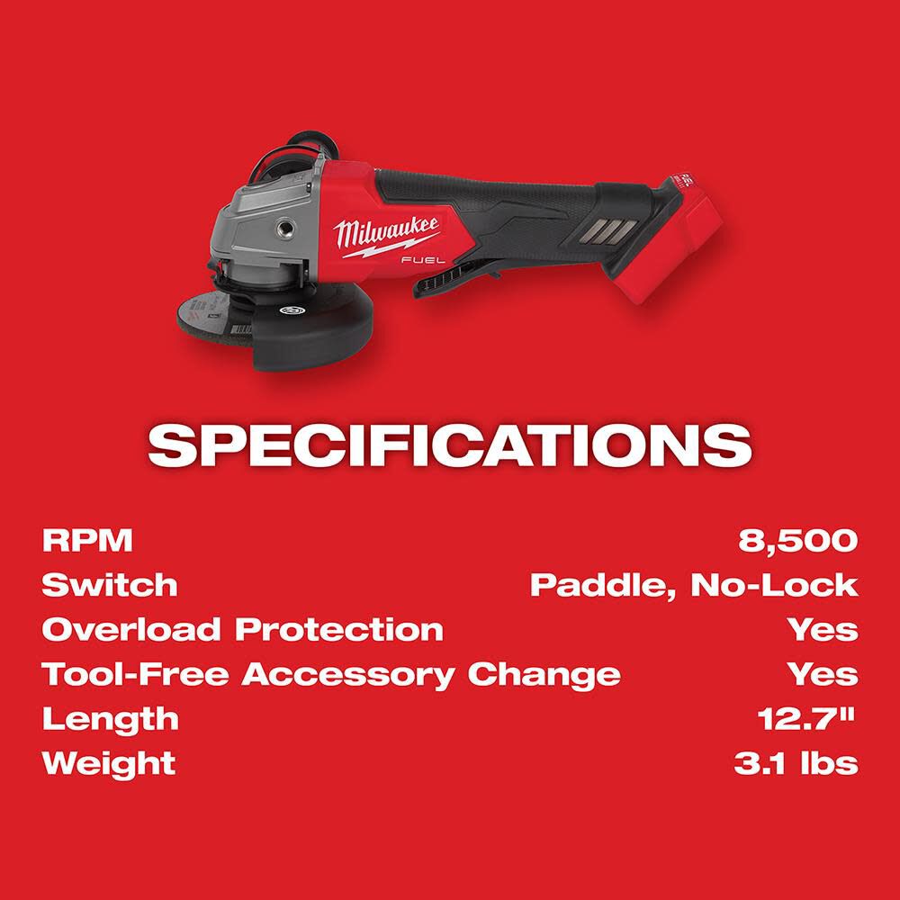 TSD-MILWAUKEE-USA M18 FUEL™ 4-1/2" / 5" Braking Grinder Paddle Switch (Bare tool)